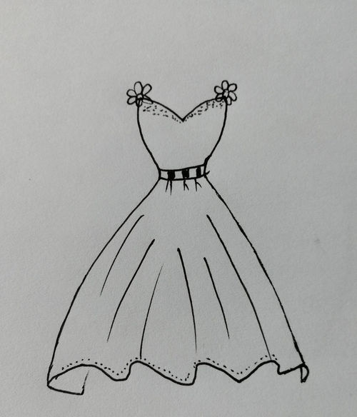 将我们已经画好的花裙子挂在衣服架子上,这样一条又简单又美丽大方的
